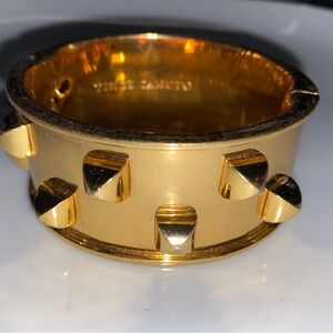 Vince Camuto goldtone metal chunky hinge cuff studded bracelet wide cuff